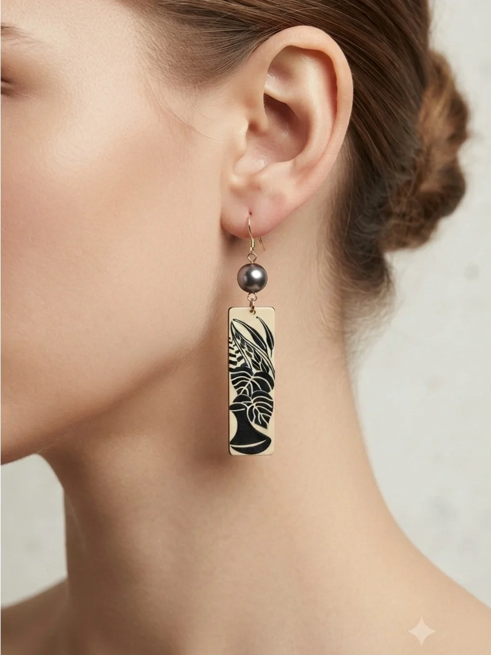 Hawaiian Poi Pounder Monstera Earrings | Tropical Acrylic Dangle Earrings